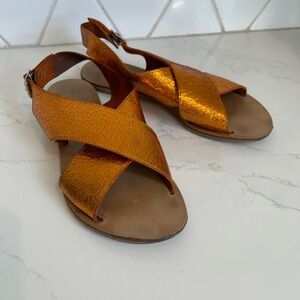 House of Harlow 1960 Metallic Orange Sandals